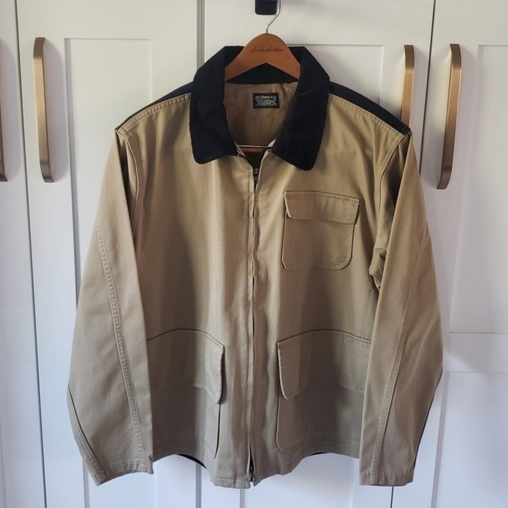 Levis Workwear Jacket Mens XL Tan Navy Canvas‎ Corduroy Collar Chore Coat